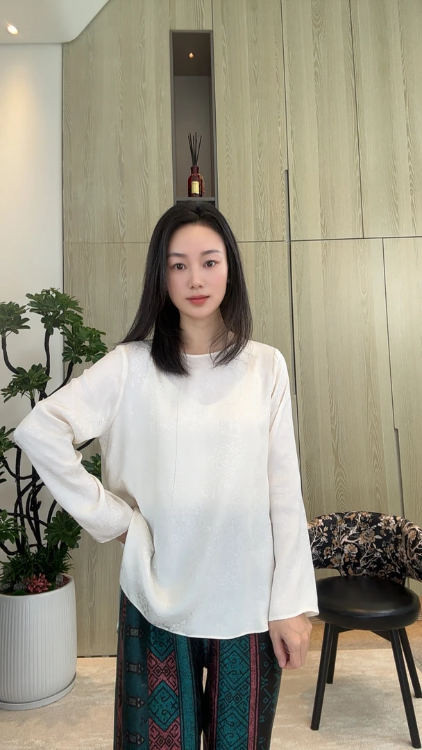 新中式圆领常规袖透气复古禅意衬衫女装衬衫网红上衣-250806