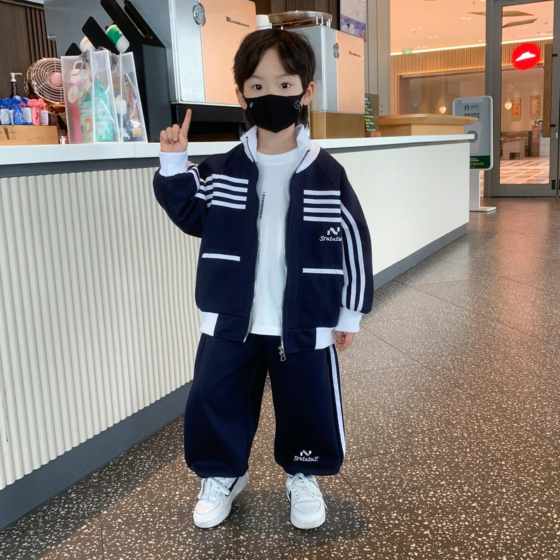 男童外套套装2025新款洋气儿童装小男孩运动开衫卫裤男宝时髦秋装