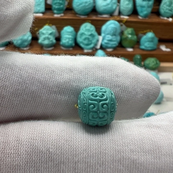 绿松石未镶嵌回纹珠10mm