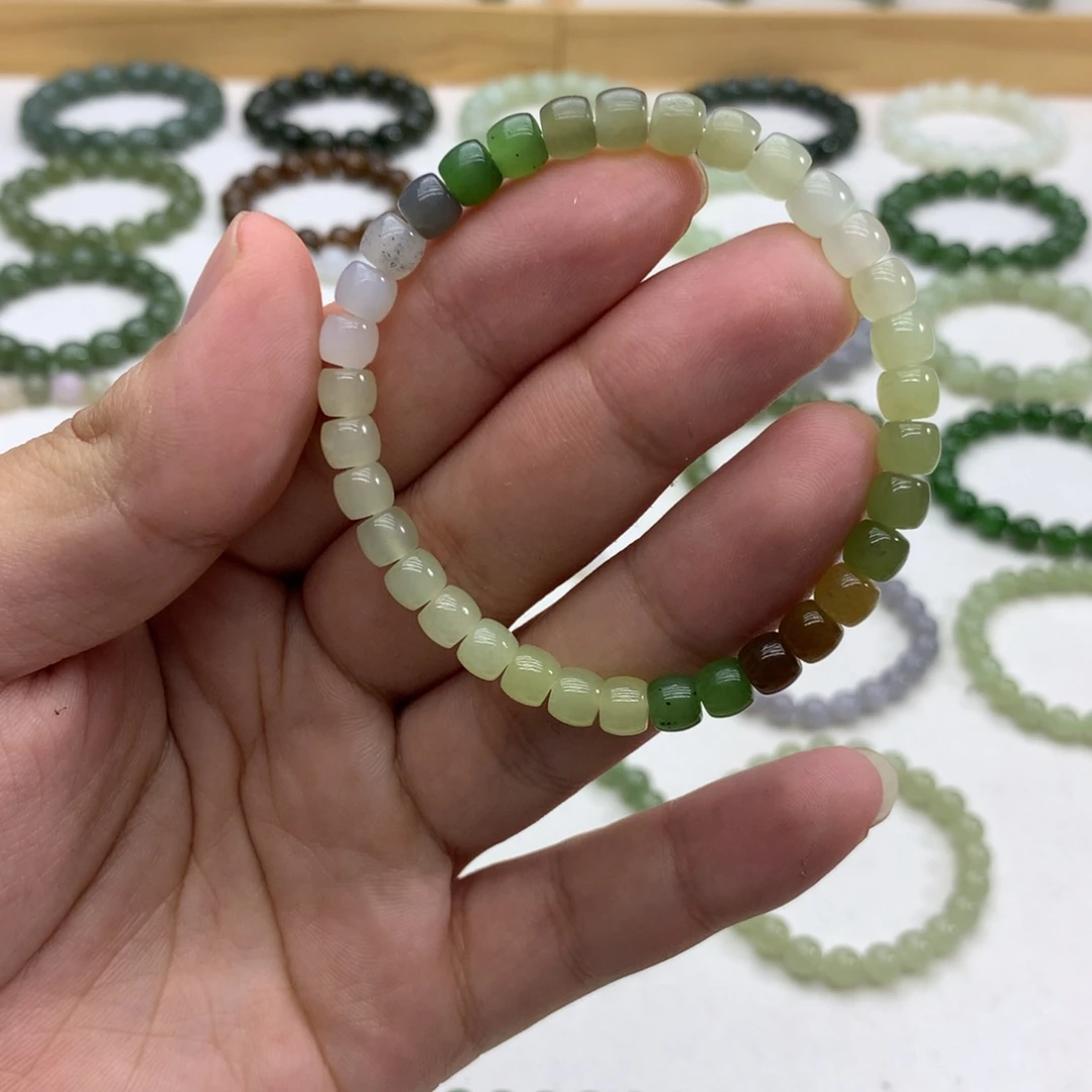 手串未镶嵌和田玉（直切多宝6）