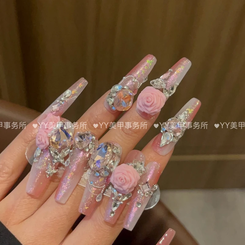 玫瑰日落海07 下单后联系客服改发货时间否则无法制作 高级穿戴甲