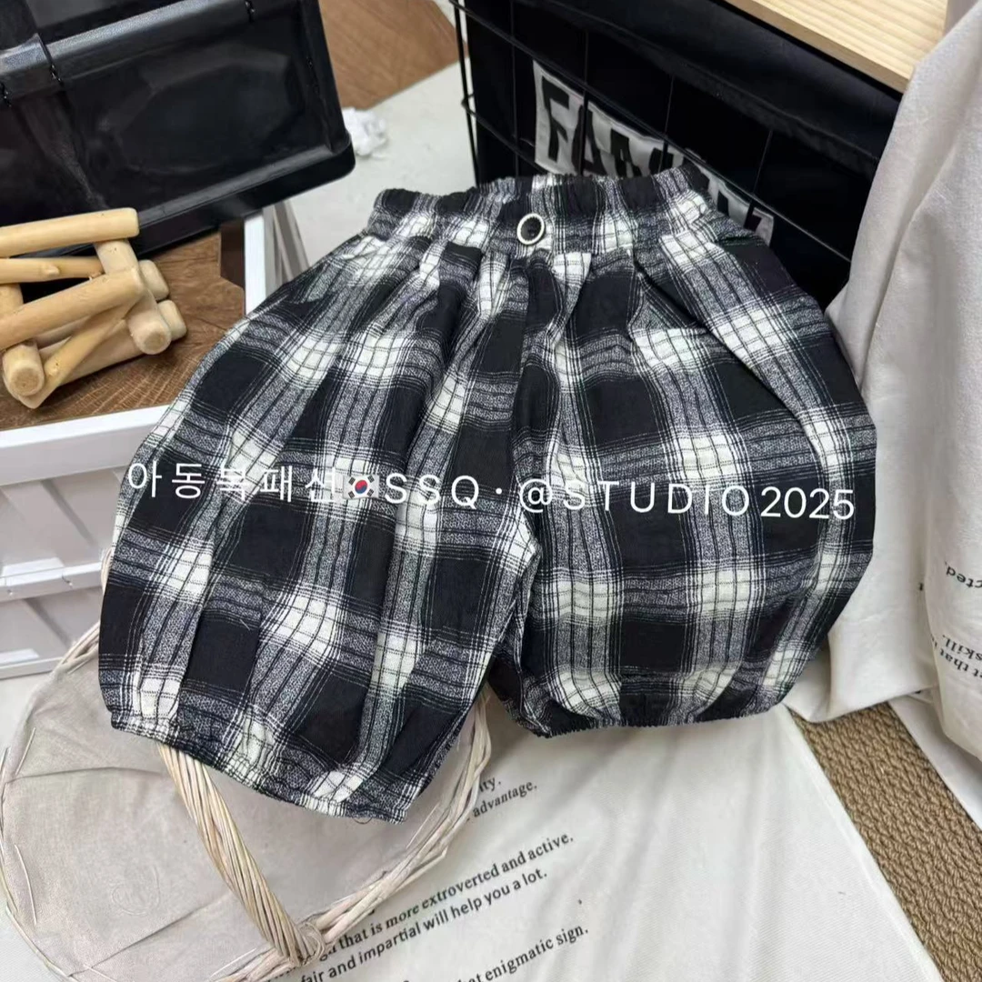 【向子妈】25夏·韩国格子裤经典大格子短裤七分过膝防蚊【身高加10】