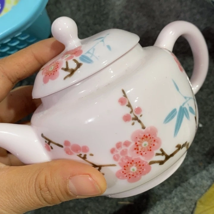 盖碗陶瓷红稀土翠竹红梅茶壶