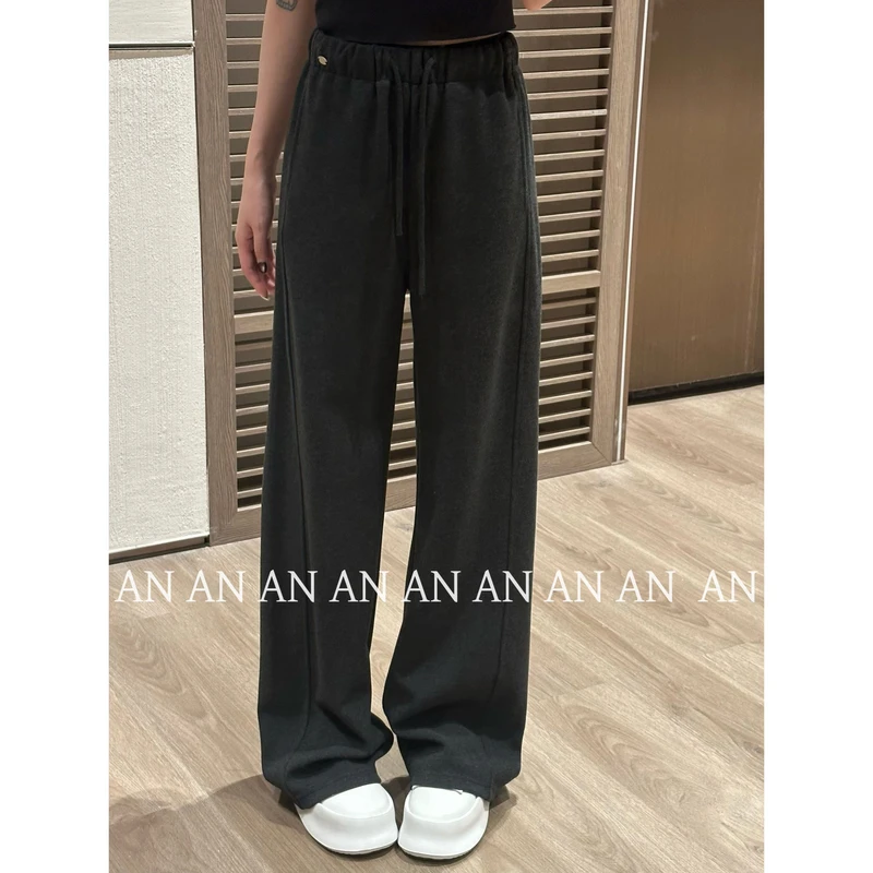 C09339秋季INS潮宽松时尚百搭松紧腰抽绳阔腿卫裤休闲裤