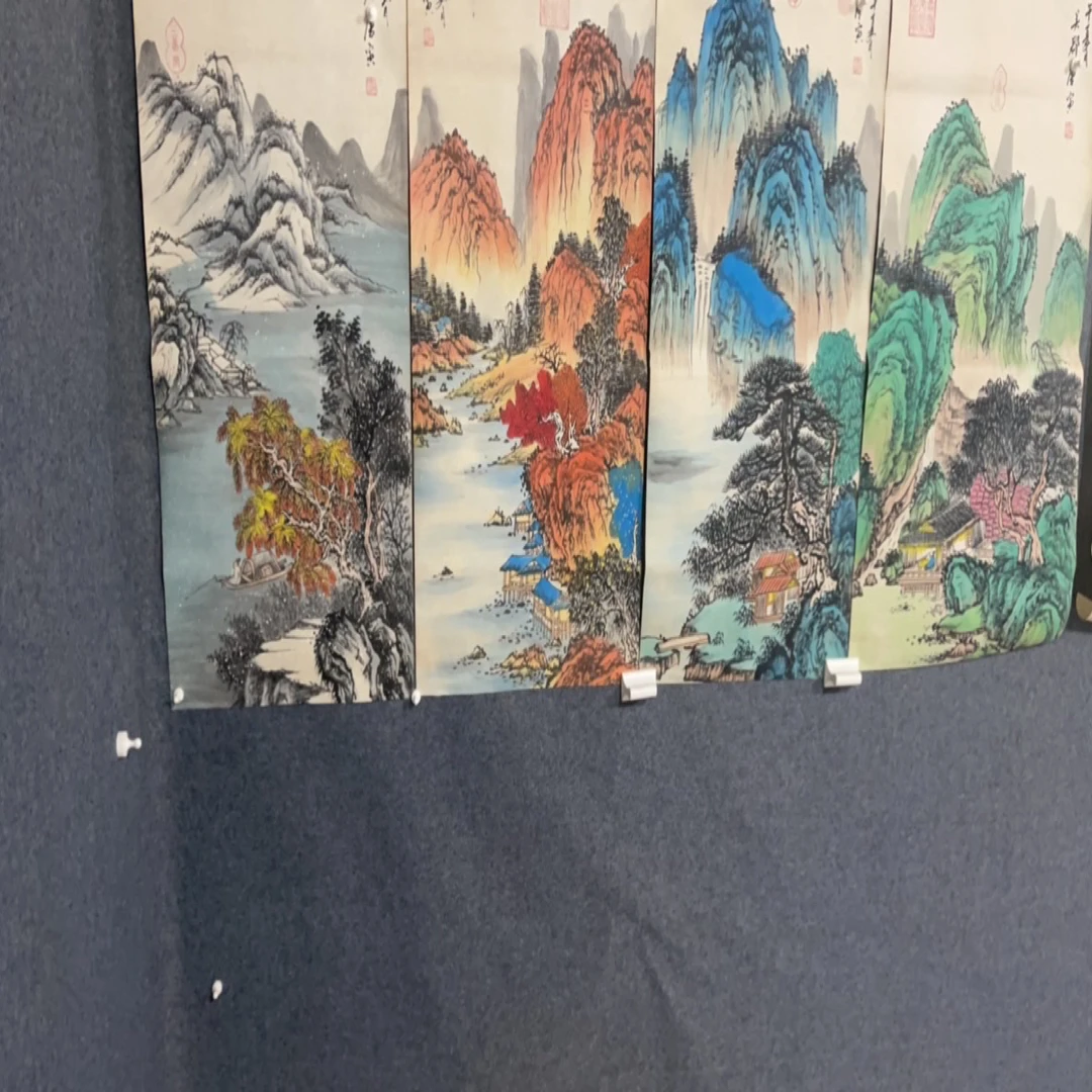 玖玖画院。 精品条屏山水