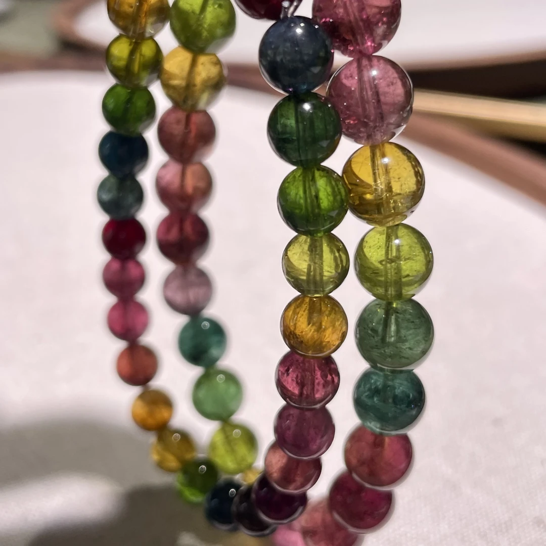 【锦鲤】天然老矿碧玺单圈手串 多样性只发其一