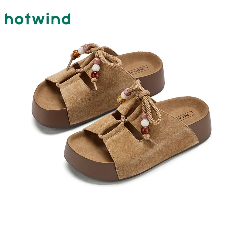 【6折】热风官方正品2025年夏季新款女士流苏勃肯时尚拖鞋H59W25235