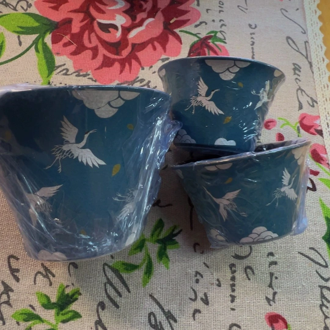 仙鹤鎏银盖碗套组一碗两杯