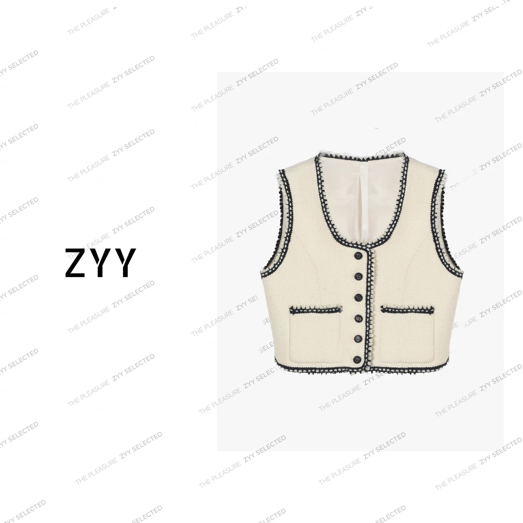 ZYY【塞纳河畔】2025S/S铭顺洋气时髦精致千金百搭马甲女X25CJ64