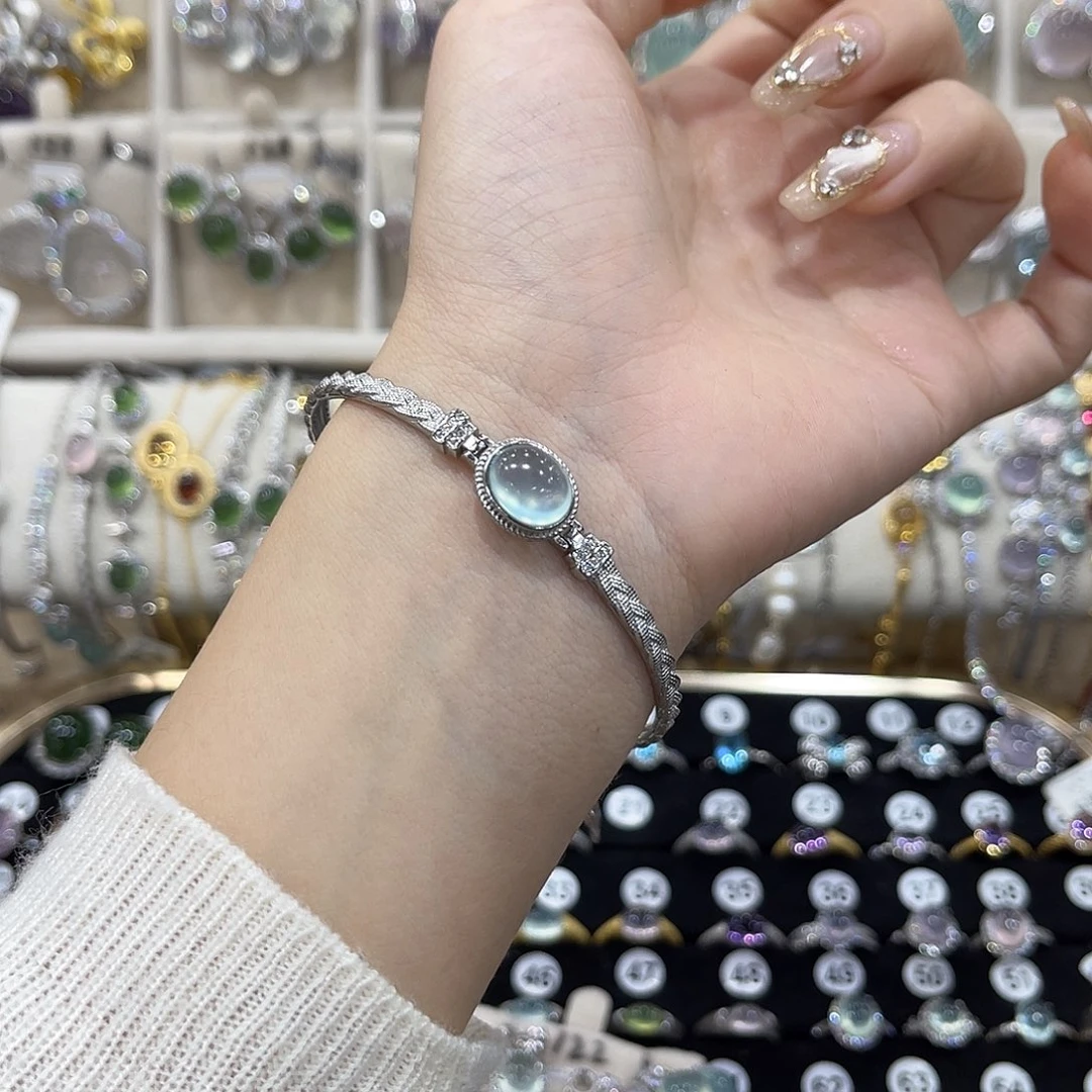 用***4蛇纹石玉银S925镶嵌戒指