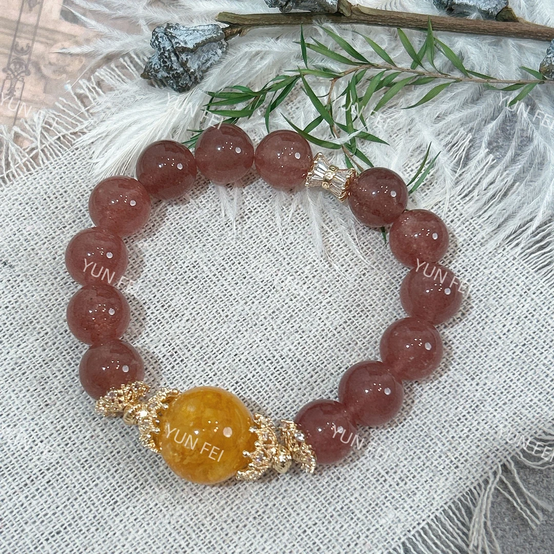 【锦鲤草莓晶】天然简约原创小众设计甜美单圈