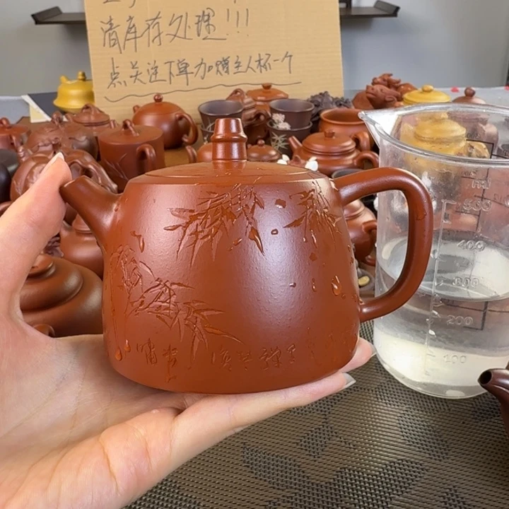 如***树茶壶紫砂朱泥半手汉铎