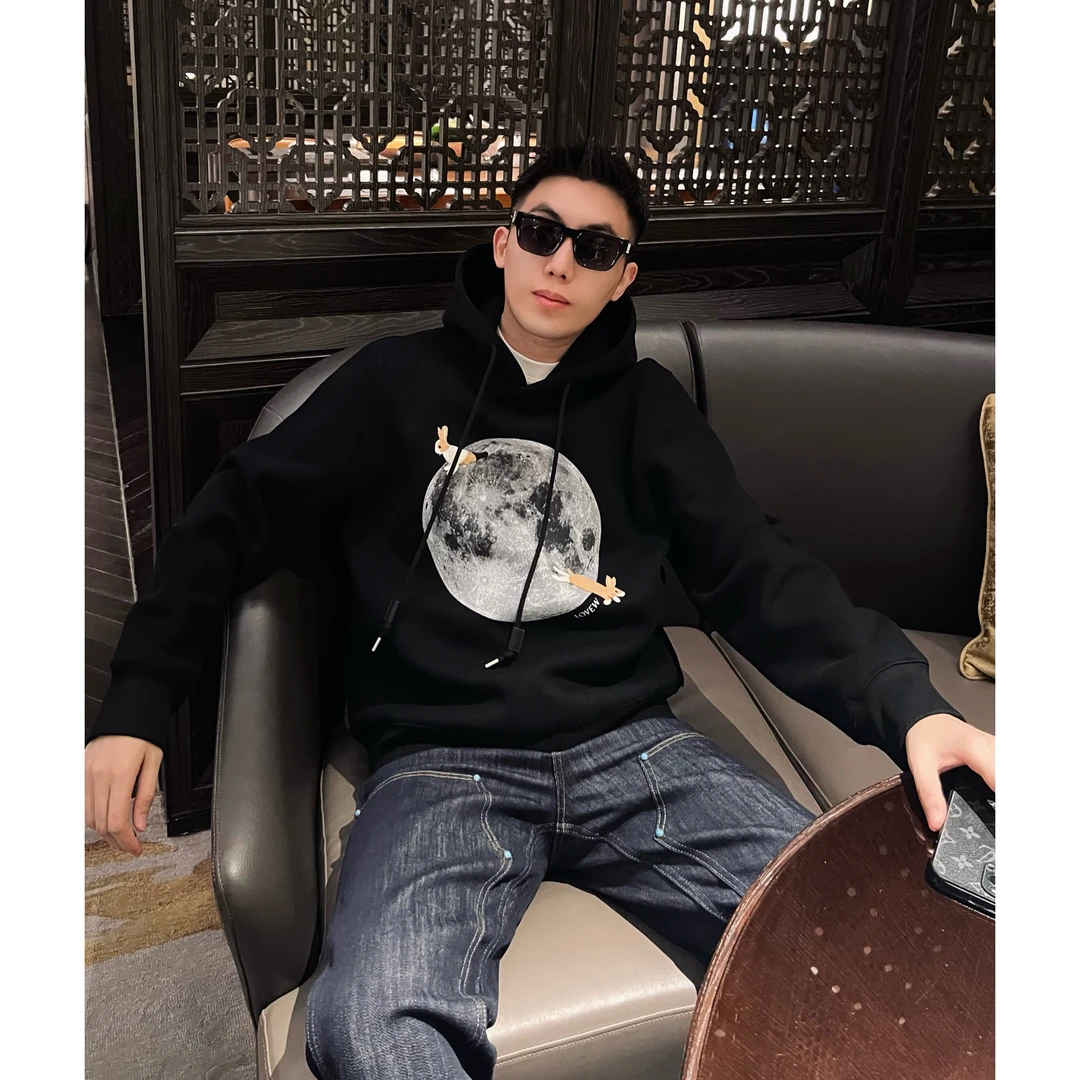 【月球飞兔】爆款联名480克双面棉厚款情侣百搭连帽卫衣运动套头