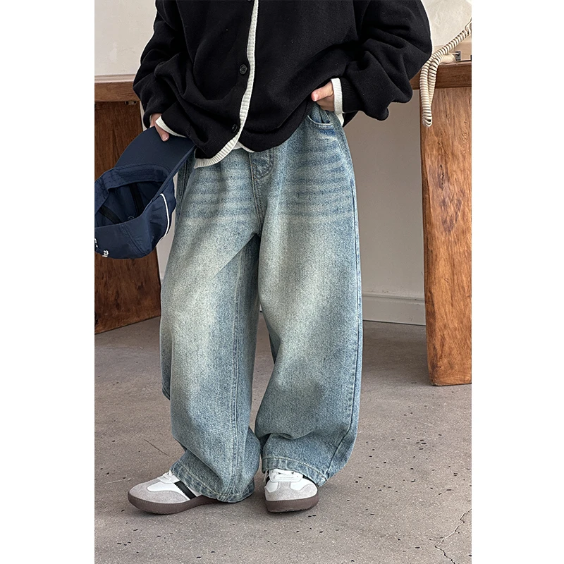 【现货】男童牛仔裤春秋款2025新款中大童春装直筒长裤儿童裤子潮