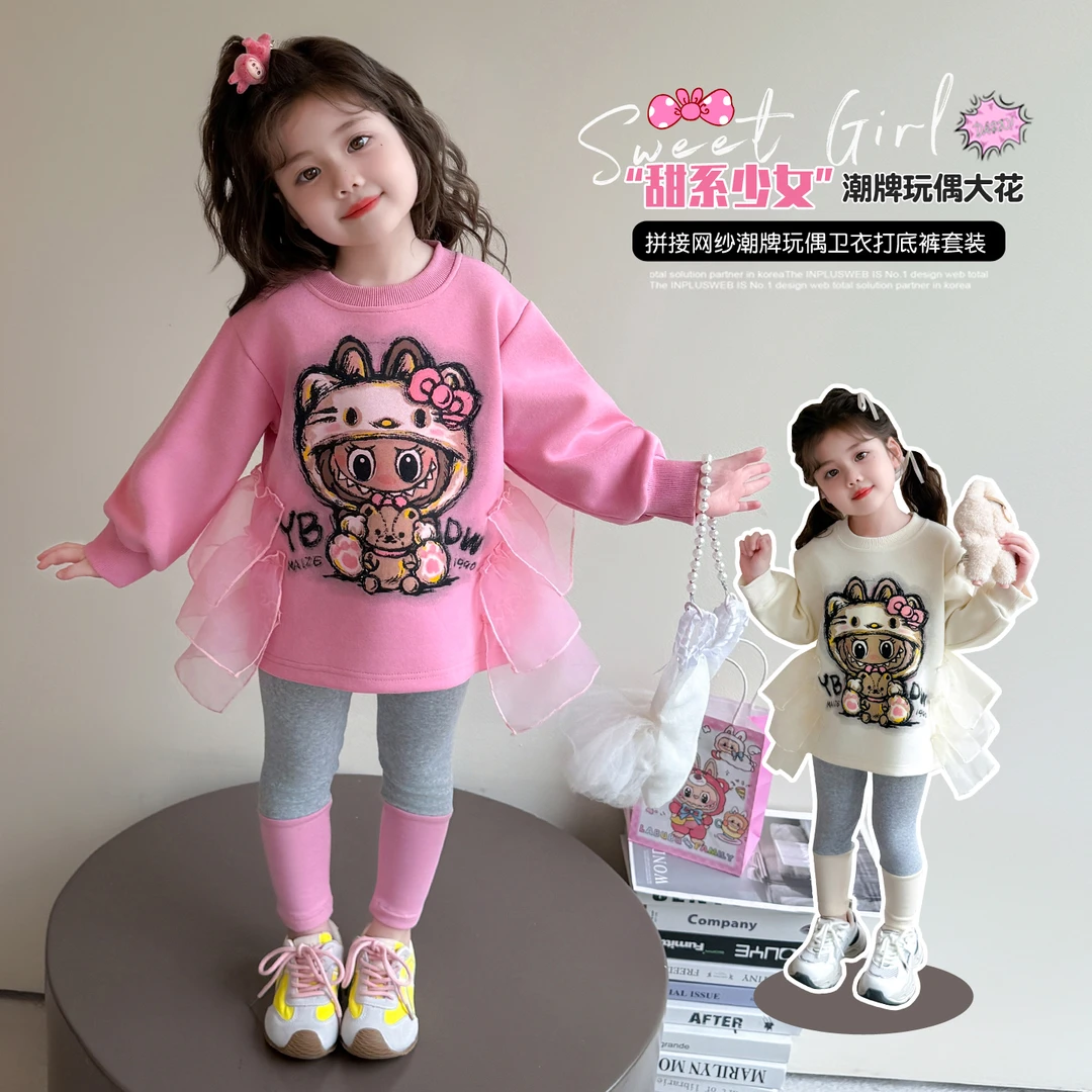 女童卡通套装洋气儿童春秋季新款网红女宝宝打底裤两件套小女孩潮