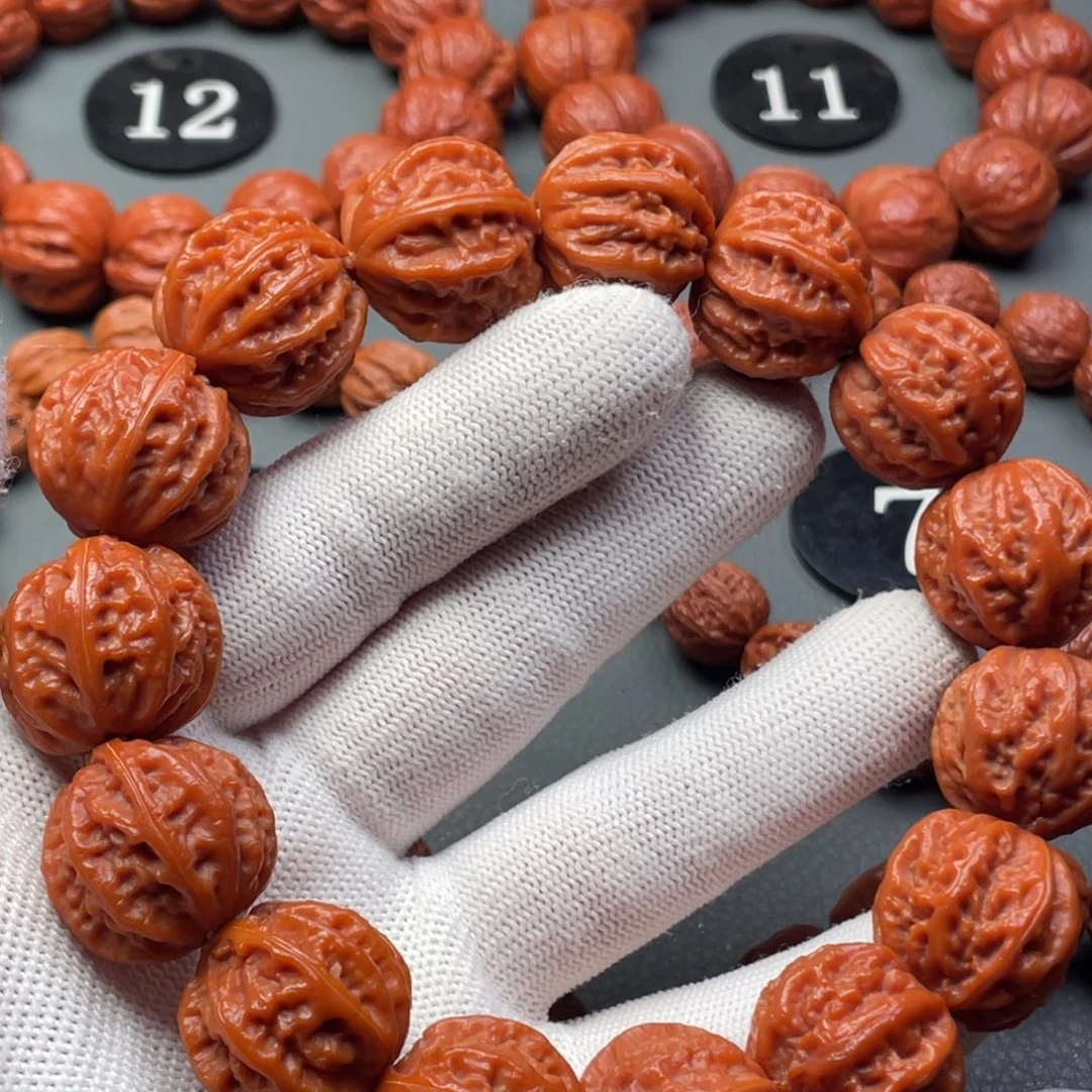 生***淡手串文玩核桃野生核桃麻花纹京八棱秋子手持