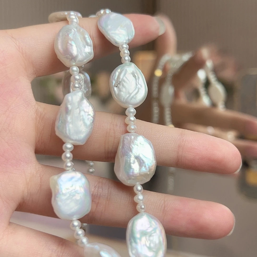 淡水珍珠银S925镶嵌颈饰