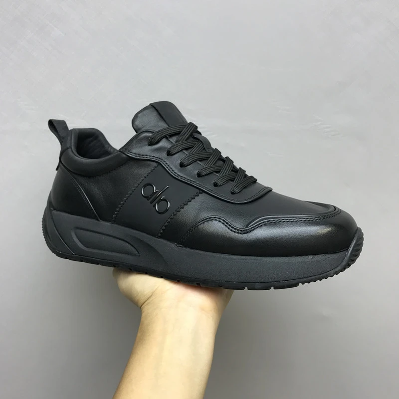 真皮男鞋春秋新款高端透气时尚休闲鞋轻奢百搭男士皮鞋厚底运动鞋