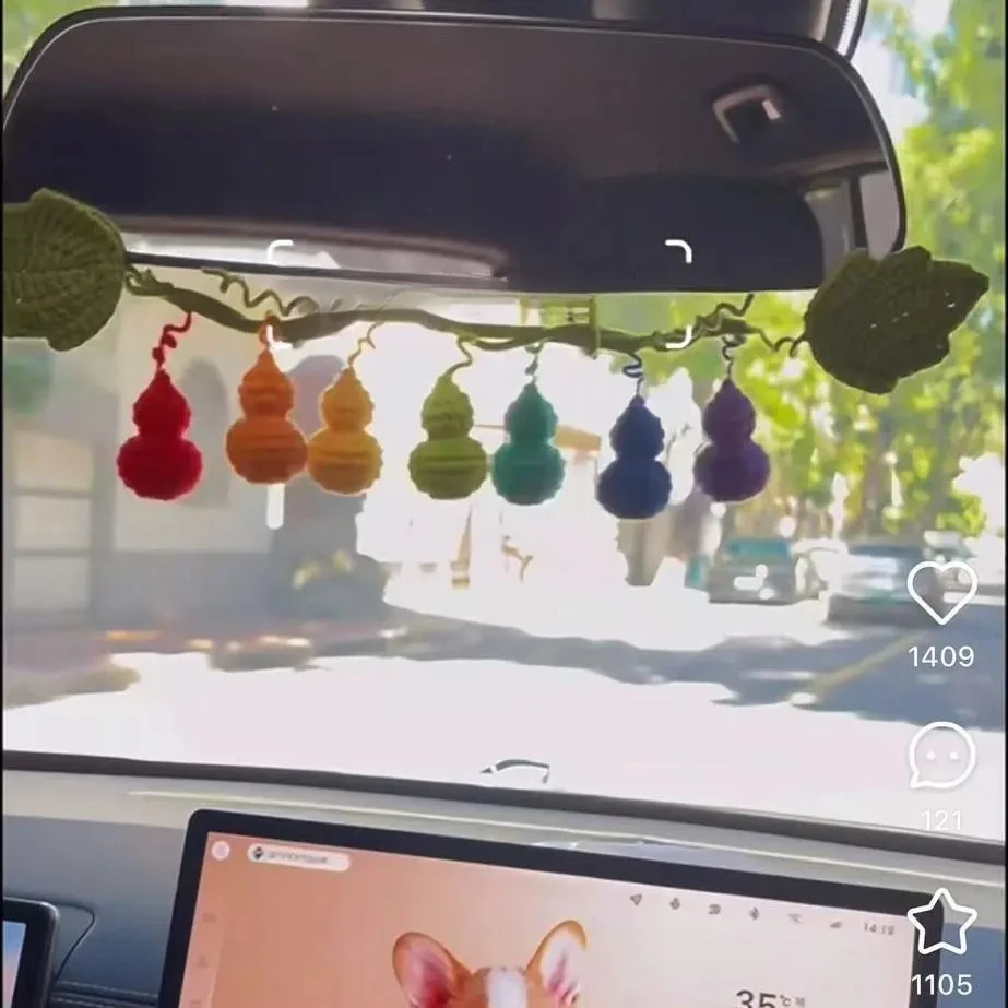 新款七彩葫芦车挂护路毛线手工diy材料挂件寓意配饰自制编织新手