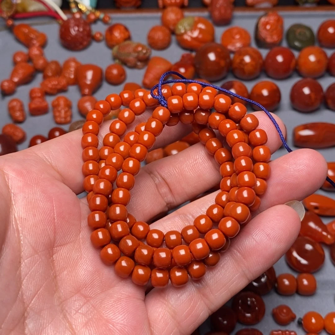 南红玛瑙纯色精工老型5.5未镶嵌自*人