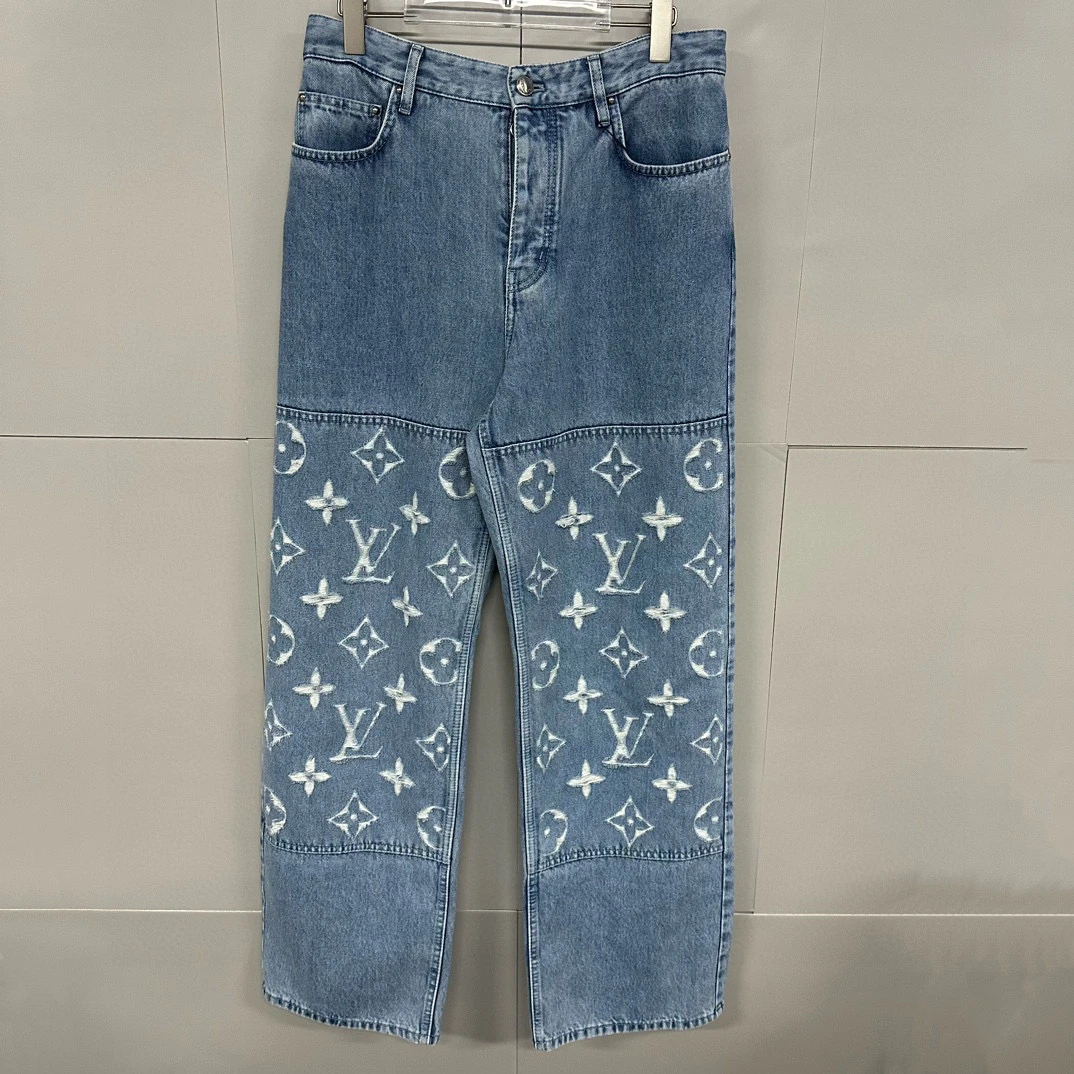 全新未使用  LV SS25 Logo字母印花牛仔长裤 30码 D19525