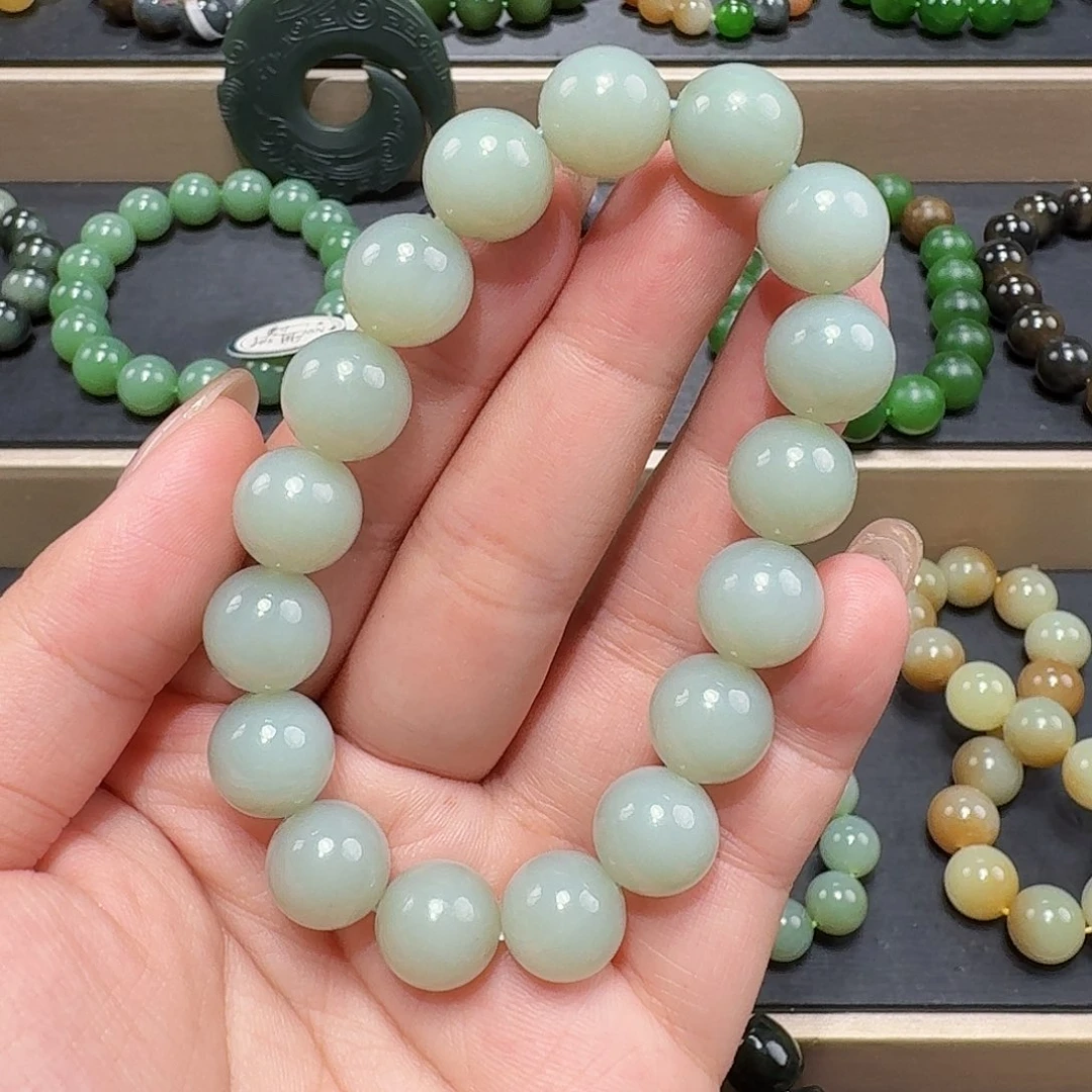 和田玉未镶嵌手链且末蓝 12 特细