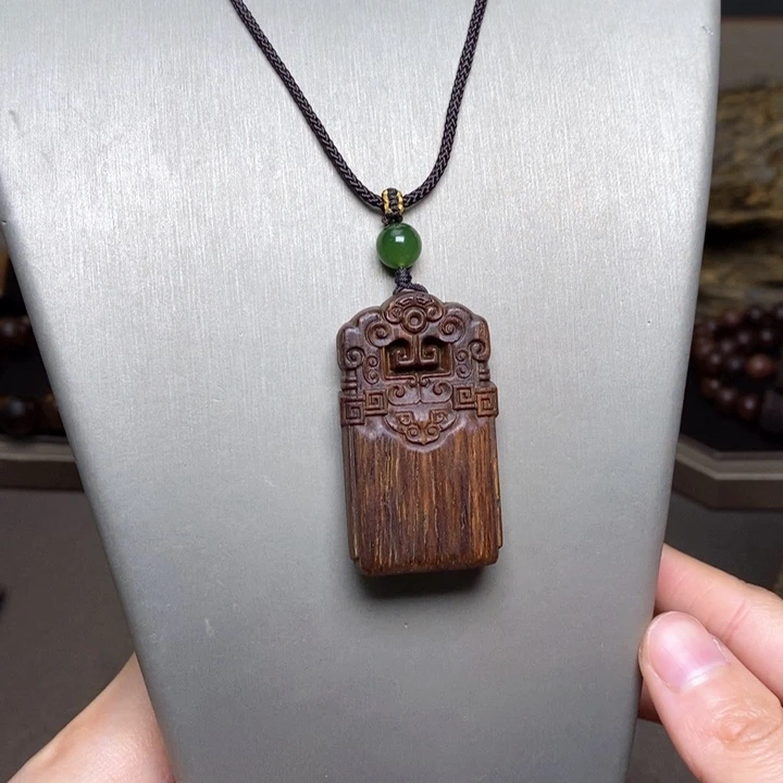 沉香木手串越南芽庄紫棋平安扣吊坠配饰