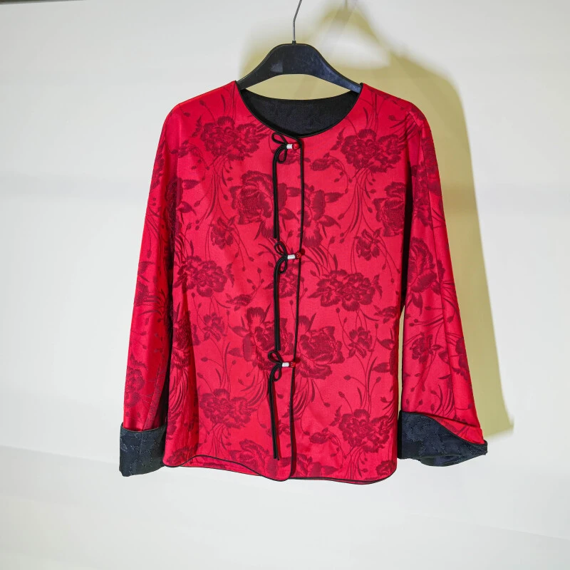 过年红3 100桑蚕丝国风圆领外套新中式加棉汉服017