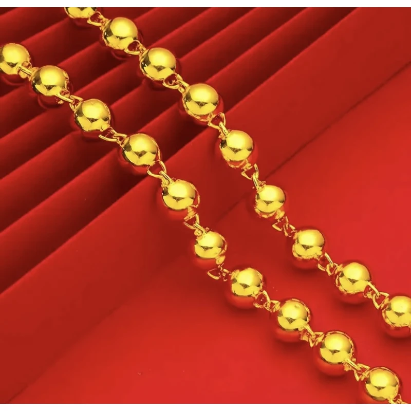 合金项链 【圆珠项链】经典时尚款 百搭气质金色不掉色光珠项链