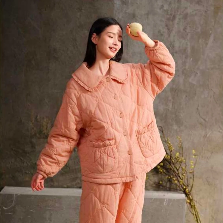 安小姐冬季新款薄夹棉可外穿家居服21322