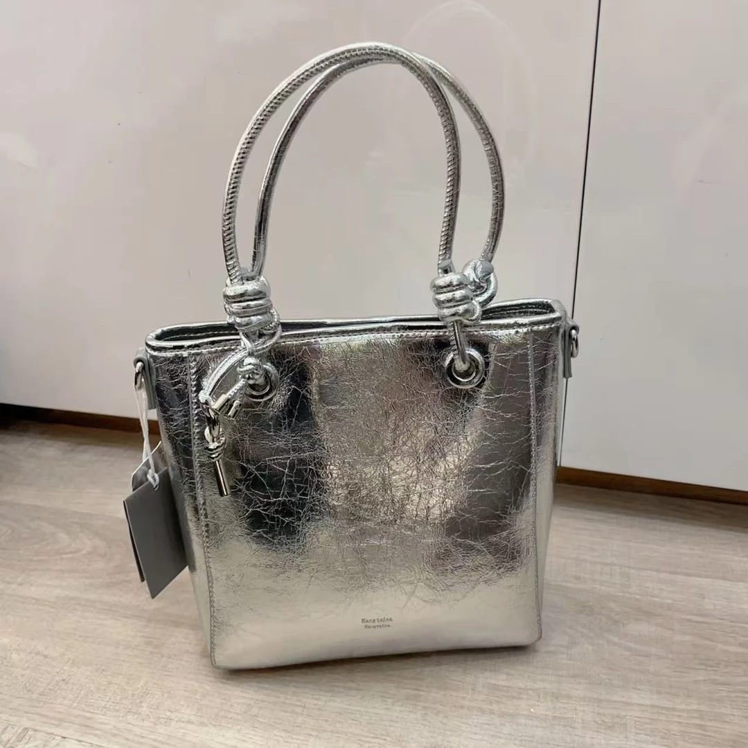 9537#银色【尺寸：长-宽-高-】潮流气质休闲百搭时尚女士单肩包