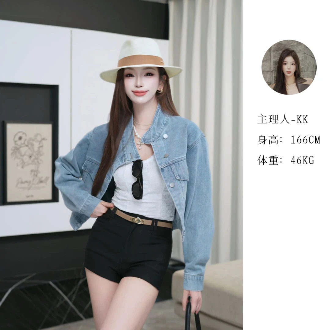 2025春季新款牛仔衣外套女短款韩版立领设计感小众百搭夹克上衣