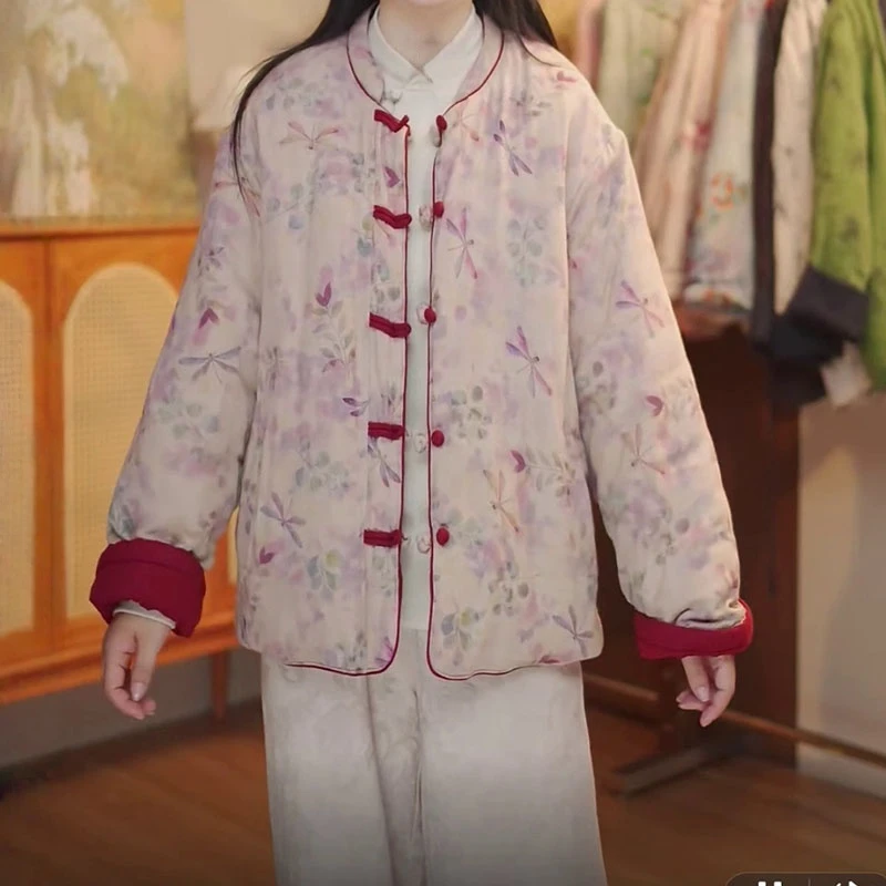 新中式盘扣棉袄短外套秋冬季新款设计感复古国风双面穿显瘦棉服女