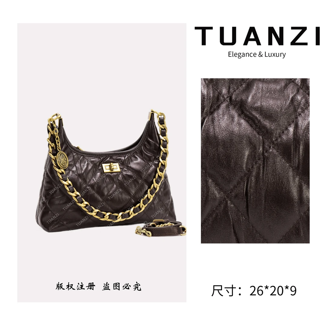 TUANZI『高端玩家』小香家秋冬新款斜跨hobo包 ZT-D8035-泡芙咖