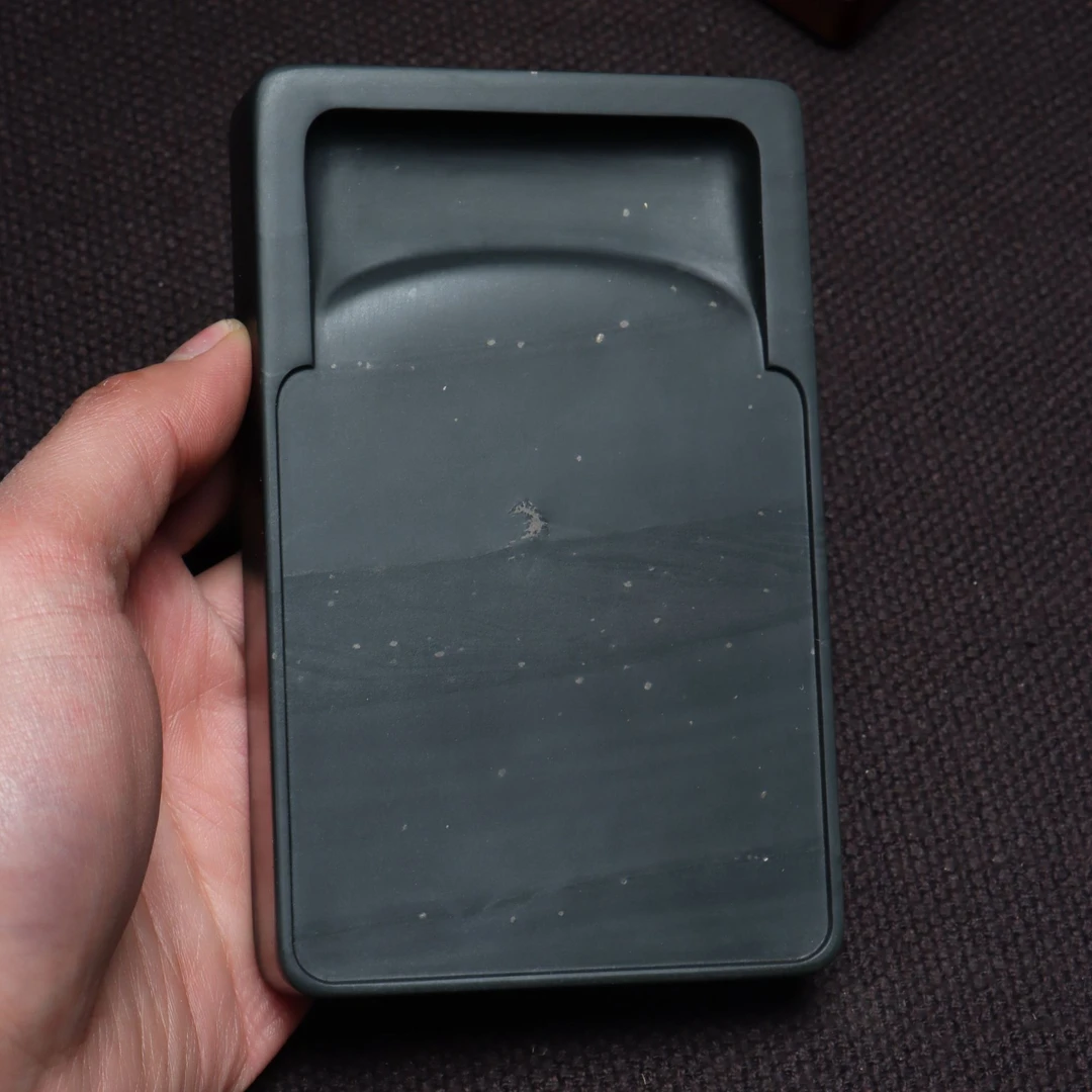 大料取精中高货纯净细腻金星坑银星玉带长方门字砚13.5*8.4*2cm