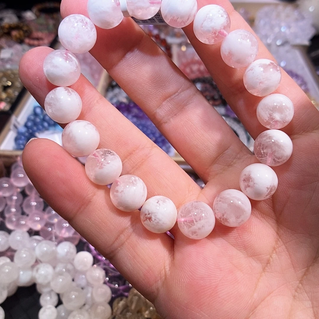未镶嵌手链水晶粉雪花11.mm