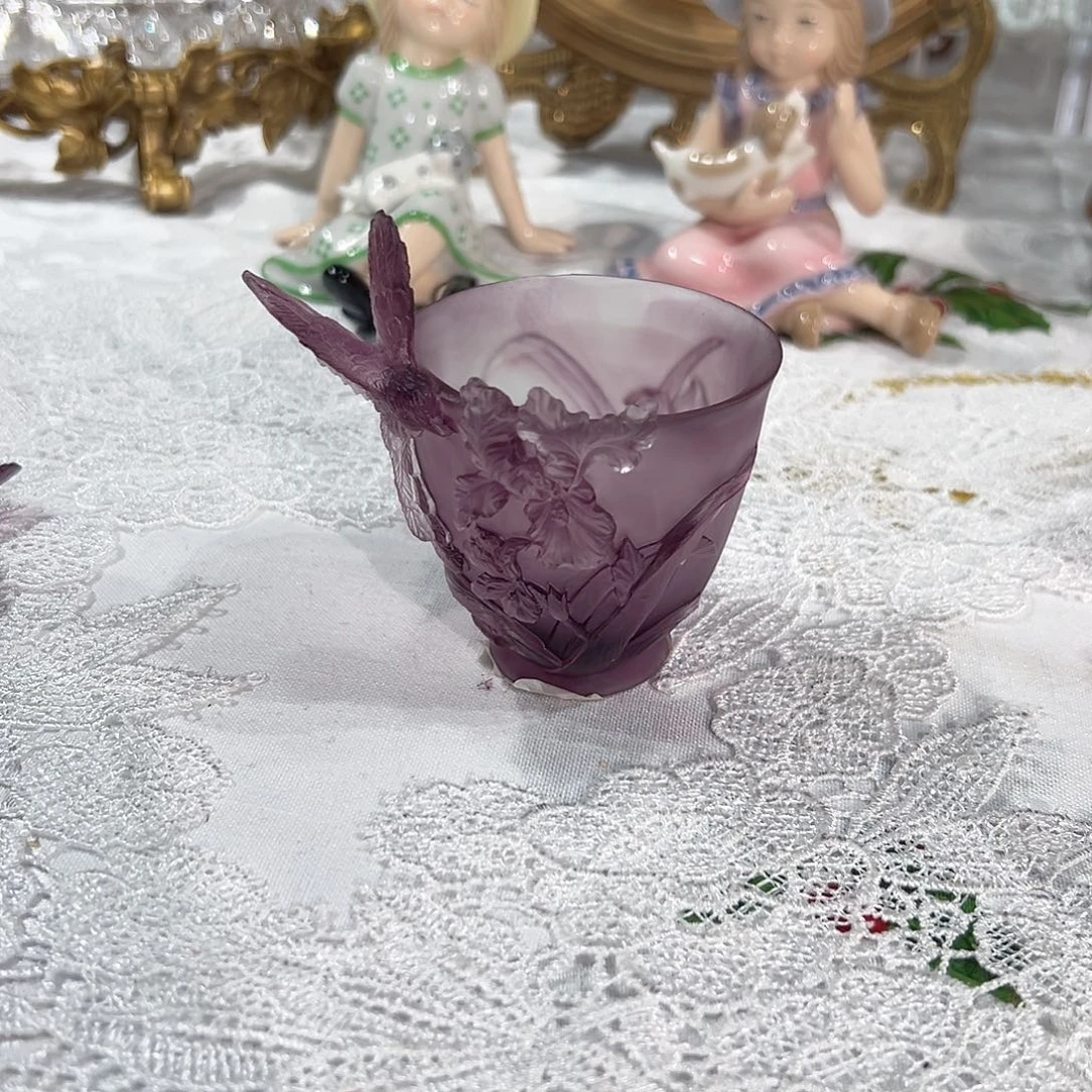 陶瓷QAA323紫色蜂鸟茶杯