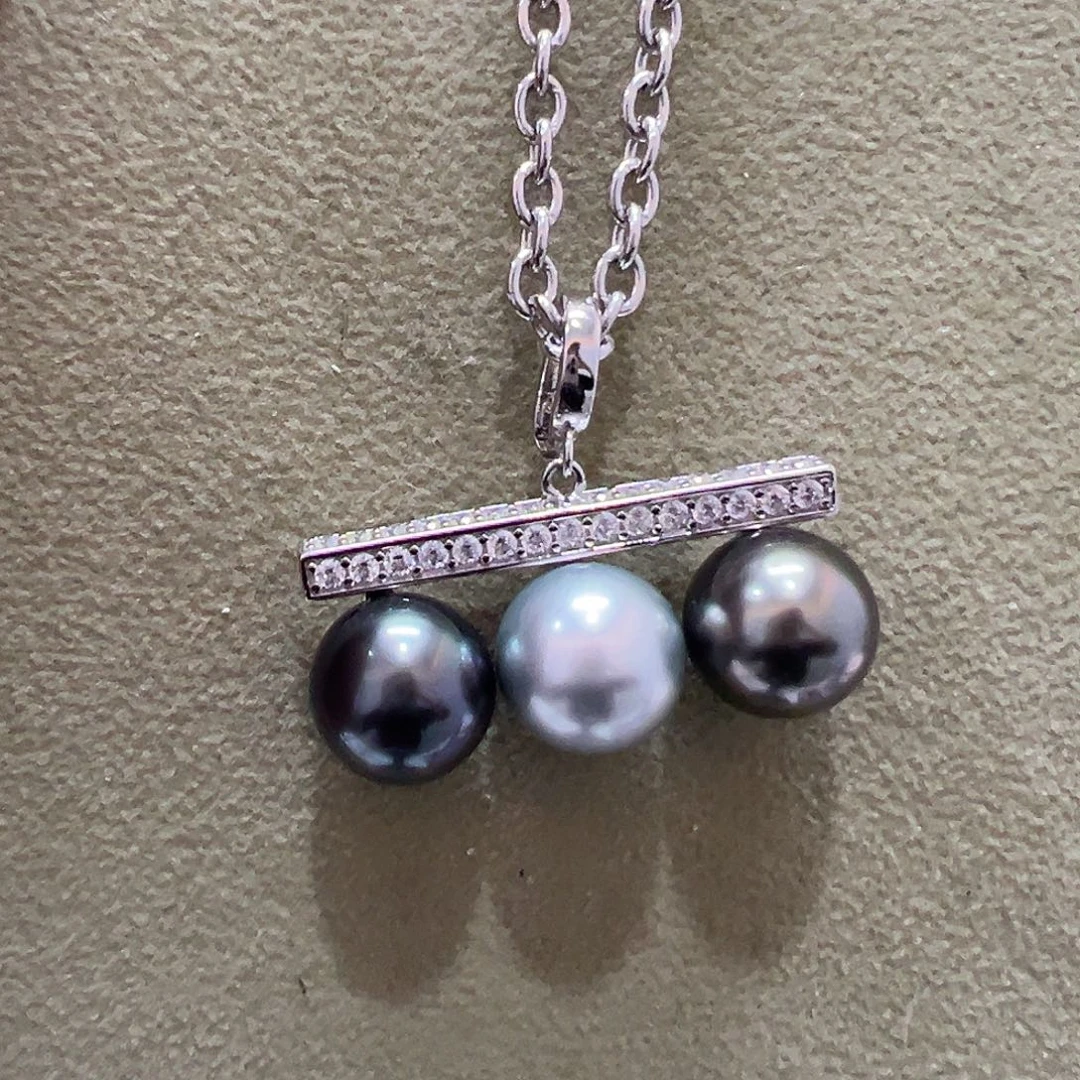海水珍珠颈饰银S925镶嵌小*皮