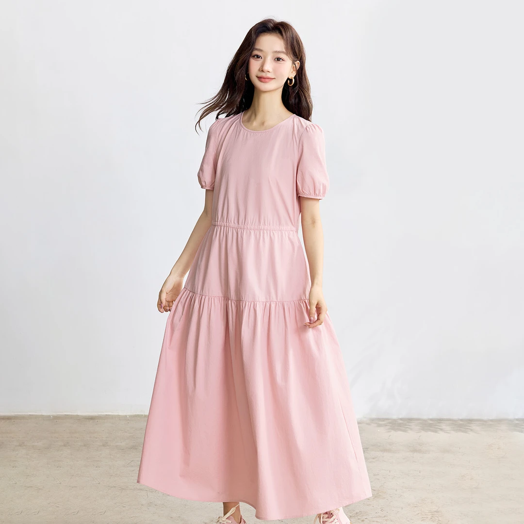 【一秒入夏】茵曼夏季法式自然凉纯棉裙子时尚气质中长款连衣裙