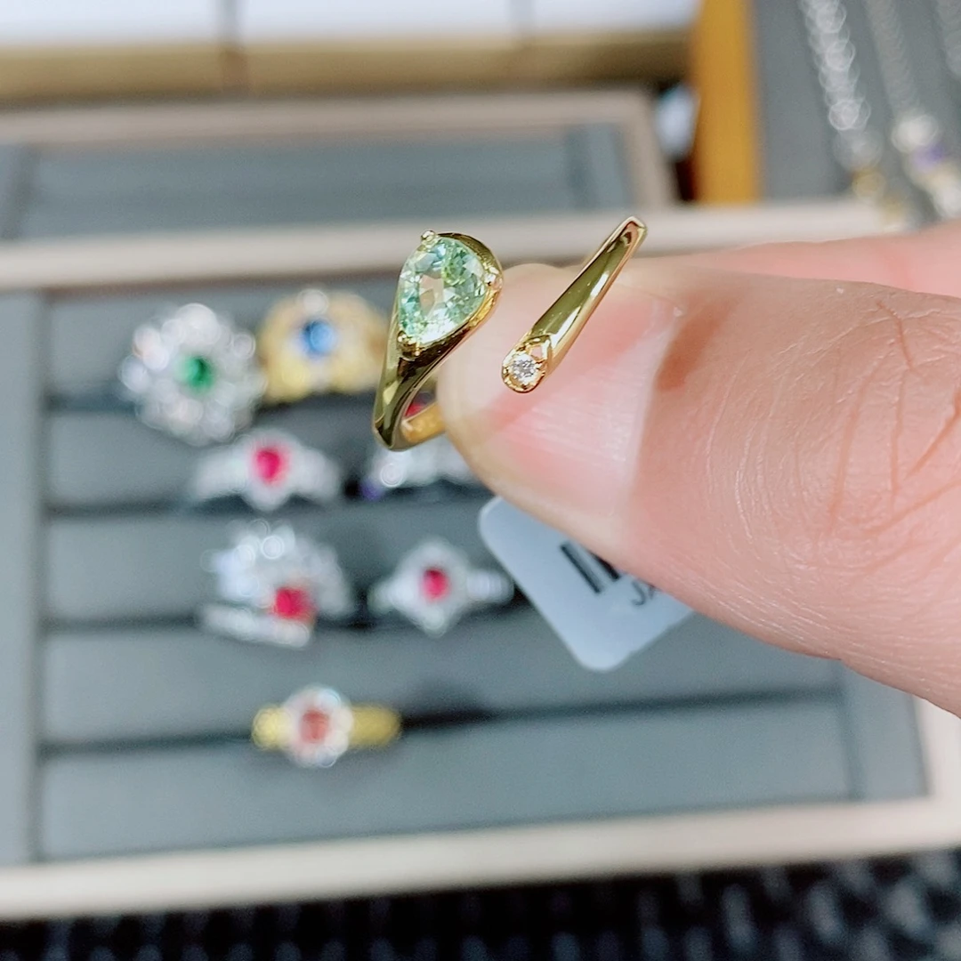 戒指银S925镶嵌碧玺