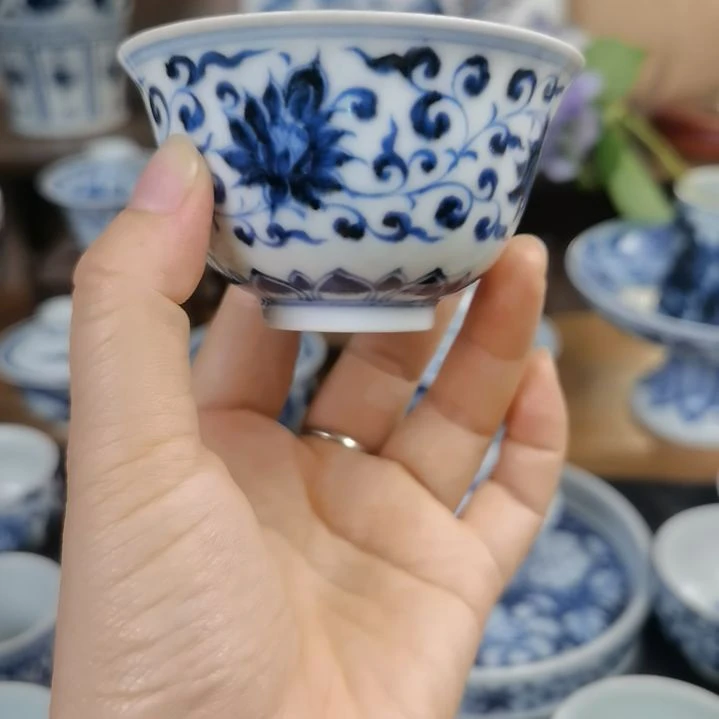 青花缠枝莲单杯，习古小斋