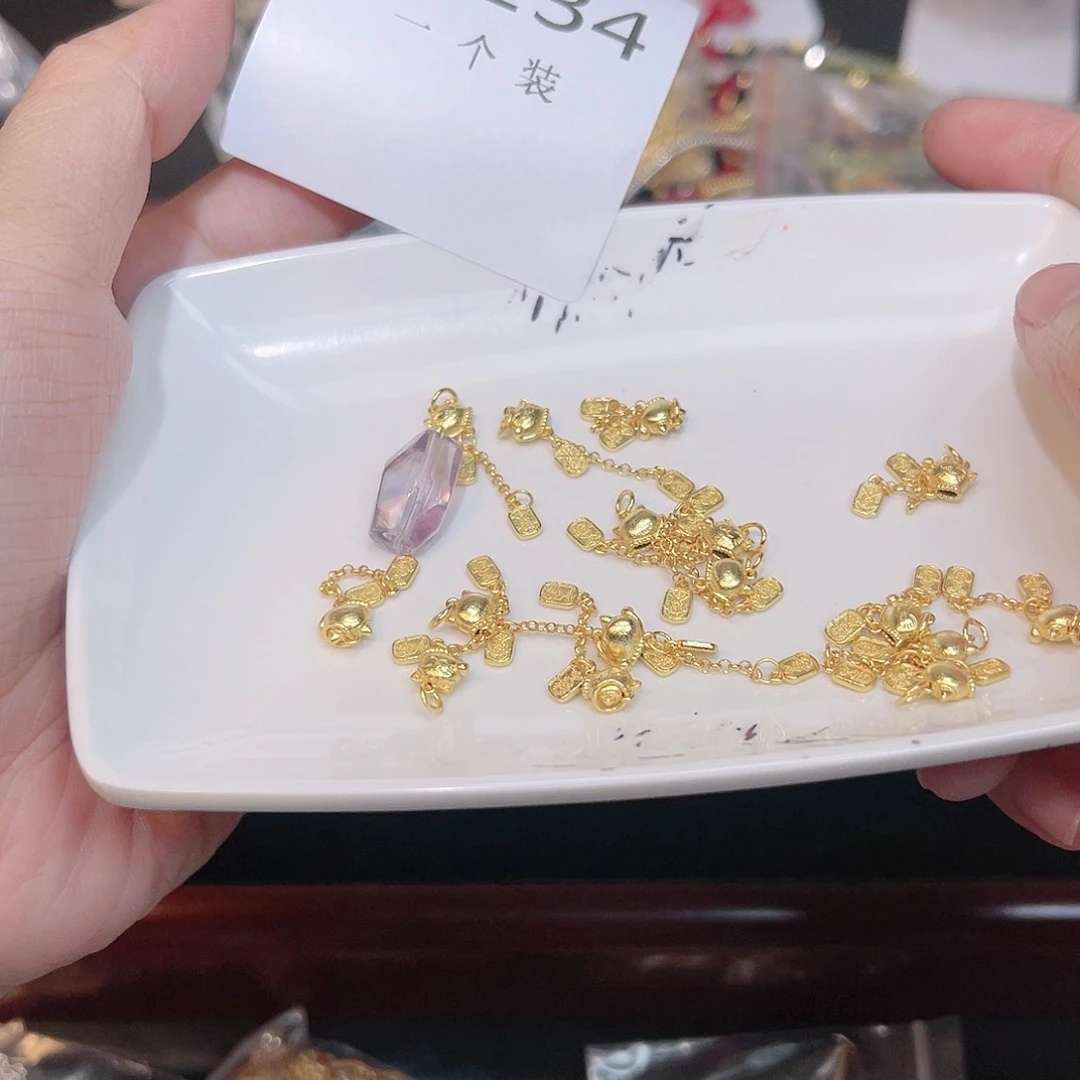 紫晶珠宝半成品银S925镀金镶嵌234