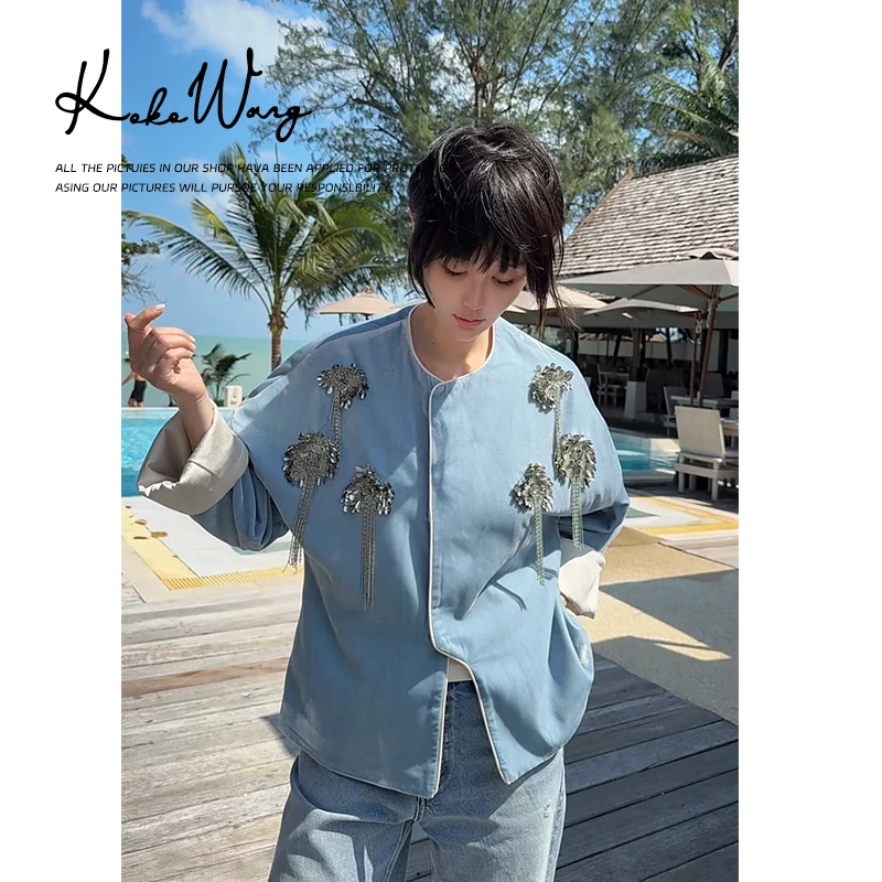 KOKOWANG2025早春桑蚕丝丝绒手工步摇高级感年服外套540685A09W41