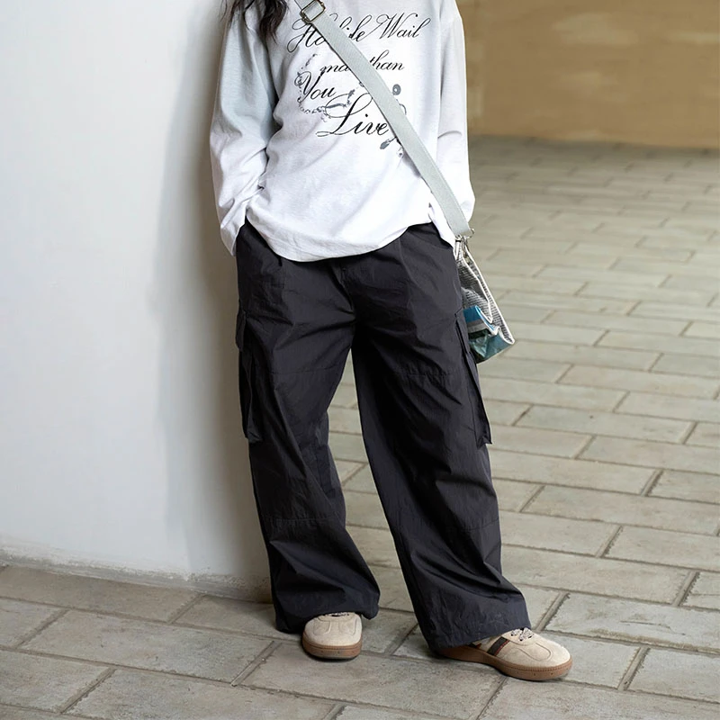乐题女童春装宽松工装裤洋气中大童2025新款儿童春秋休闲运动长裤