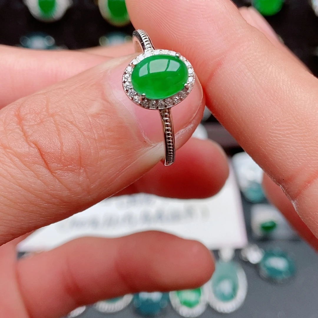 翡翠戒指银S925镶嵌85428758