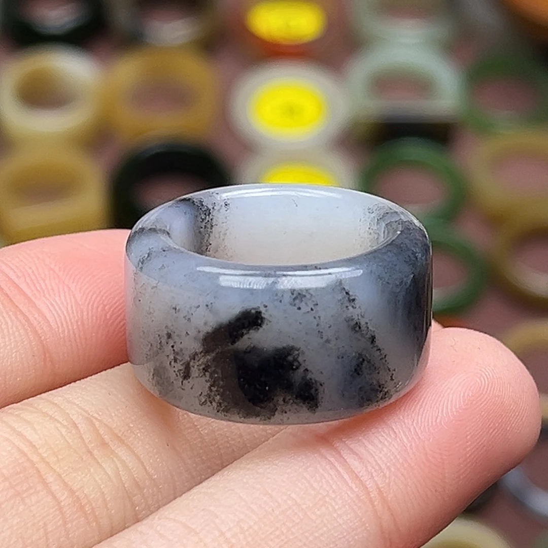 和田玉未镶嵌戒指16.9青花