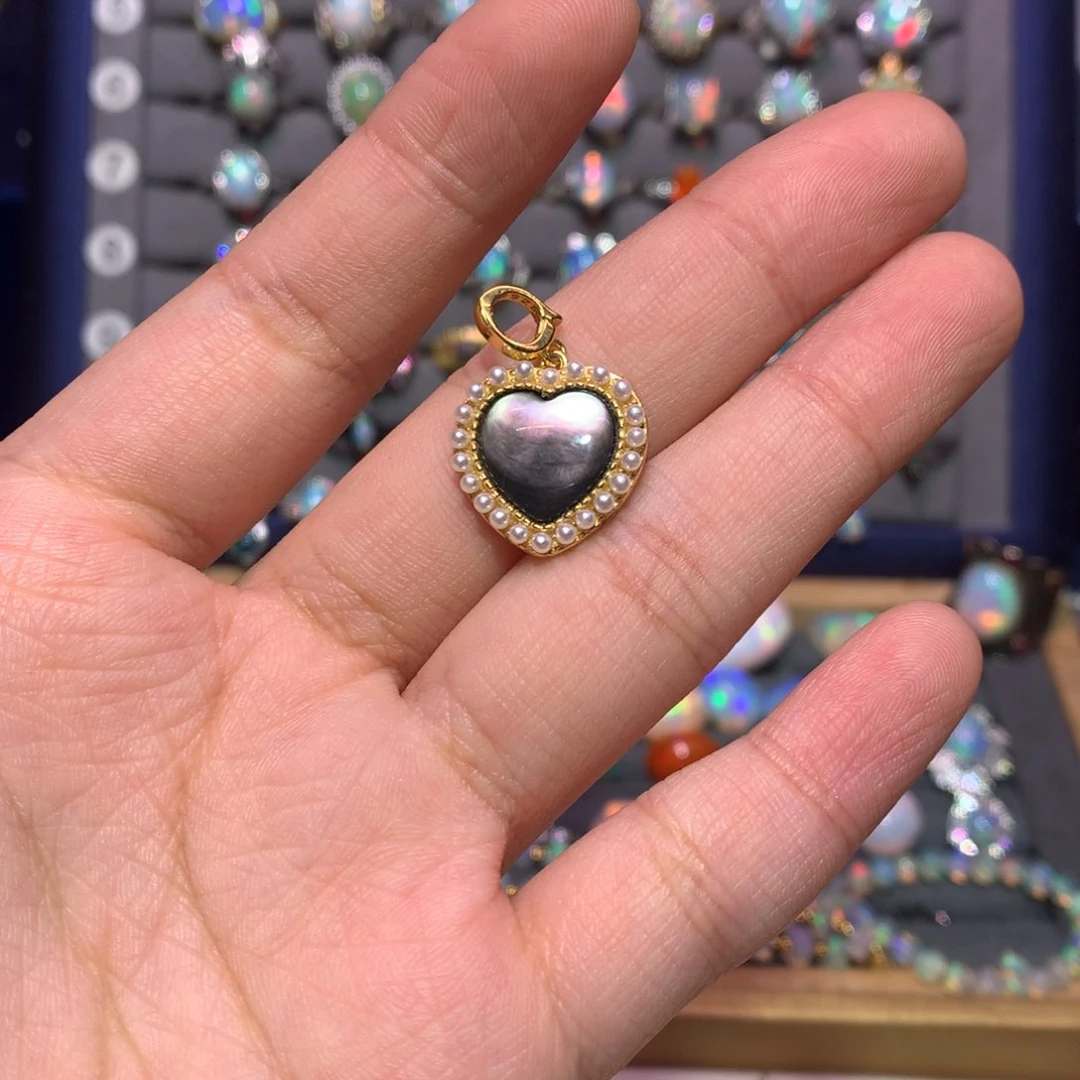 银S925镀金镶嵌欧泊吊坠露****.不退不换