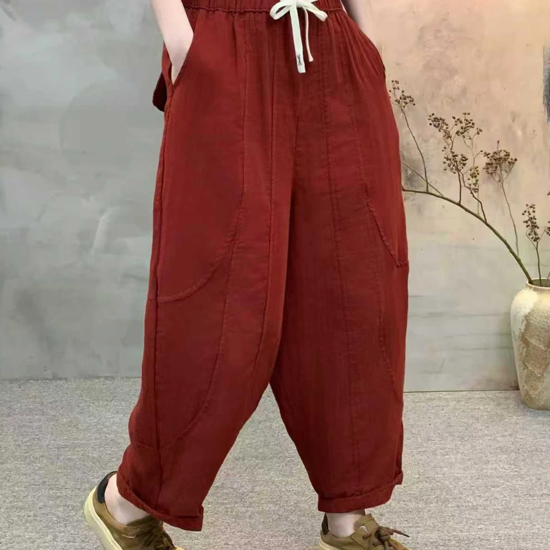 25201早秋双纱两腿分割线大版哈伦裤试试百搭