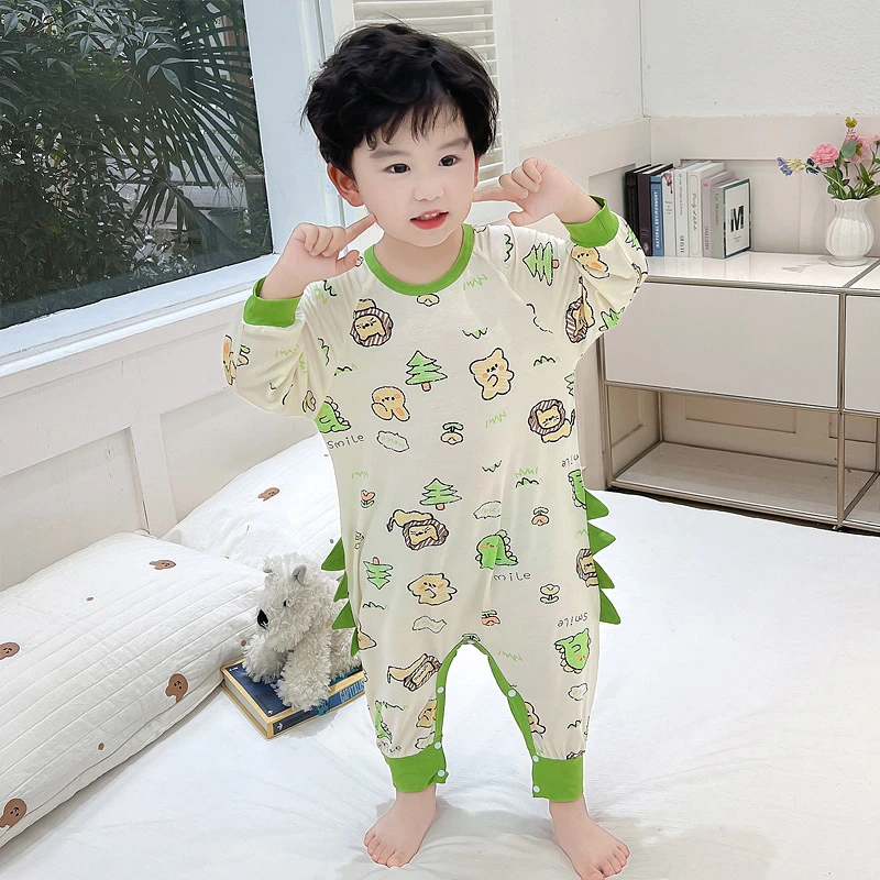 儿童连体睡衣夏季薄款男童莫代尔睡袋中小童防踢被男孩防着凉睡衣