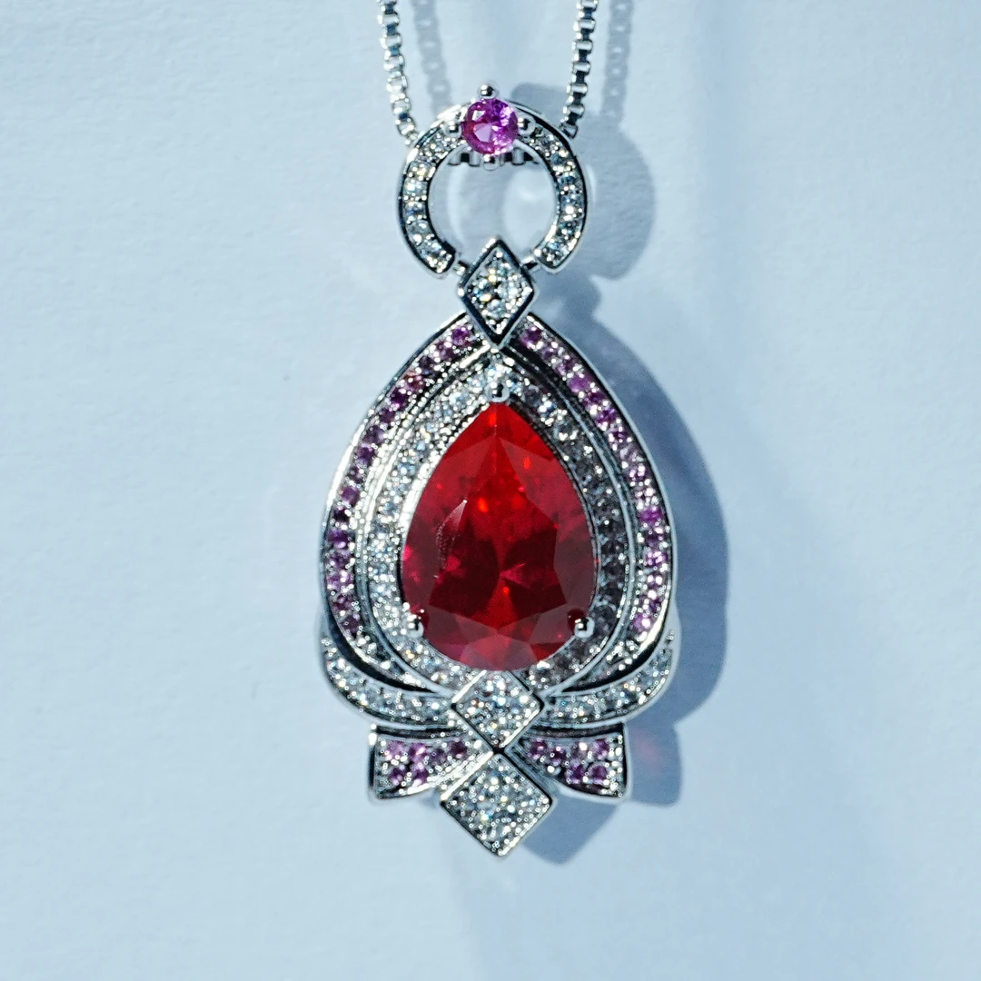 典藏轻奢-红宝石-高精切宝石吊坠YC-852